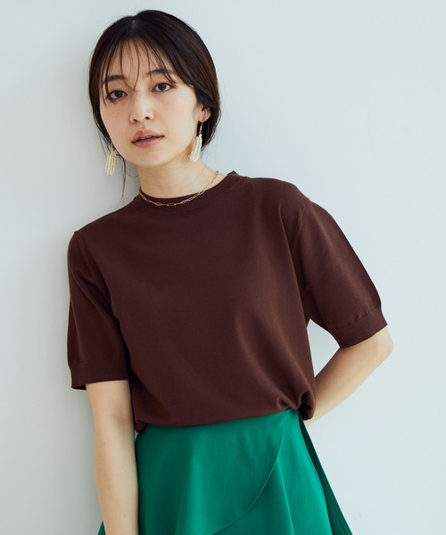 VIS(ビス)の「【接触冷感】ハーフスリーブベーシックニット(ニット/セーター・レディース・ブラック/ホワイト/ブラウン系その他2/グリーン/ピンク系その他2・FREE)」の20枚目の写真