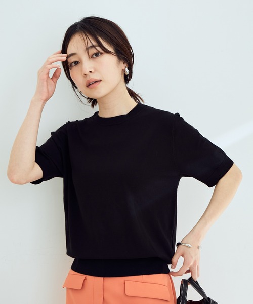 VIS(ビス)の「【接触冷感】ハーフスリーブベーシックニット(ニット/セーター・レディース・ブラック/ホワイト/ブラウン系その他2/グリーン/ピンク系その他2・FREE)」の7枚目の写真