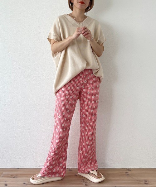 wee9s(ウィークス)の「daisy flare pants / デイジーフレアパンツ(スウェットパンツ・レディース・ブラック/レッド・FREE)」の19枚目の写真