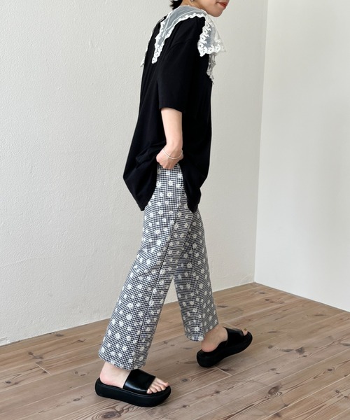 wee9s(ウィークス)の「daisy flare pants / デイジーフレアパンツ(スウェットパンツ・レディース・ブラック/レッド・FREE)」の10枚目の写真