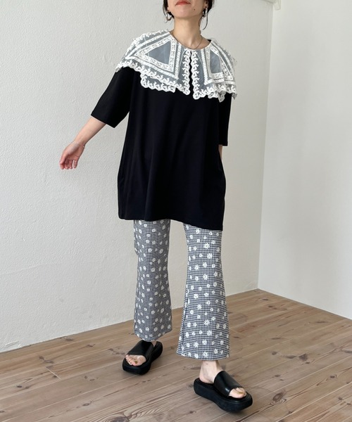 wee9s(ウィークス)の「daisy flare pants / デイジーフレアパンツ(スウェットパンツ・レディース・ブラック/レッド・FREE)」の9枚目の写真