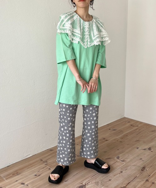 wee9s(ウィークス)の「daisy flare pants / デイジーフレアパンツ(スウェットパンツ・レディース・ブラック/レッド・FREE)」の14枚目の写真
