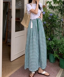 ギンガムチェック ワイドパンツ