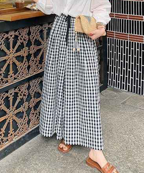 AMELY（エミリー）の「ギンガムチェック ワイドパンツ（その他パンツ・レディース・ブラック系その他/オレンジ系その他/グレー系その他/グリーン系その他/ブルー系その他・フリー）」の11枚目の写真