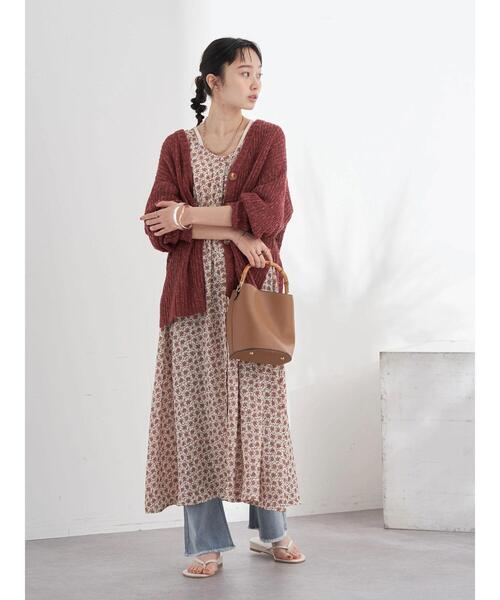 earth music&ecology（アースミュージックアンドエコロジー）の「フラワーVネックハオリワンピース（ワンピース・レディース・ブラック/レッド系その他5・FREE）」の7枚目の写真