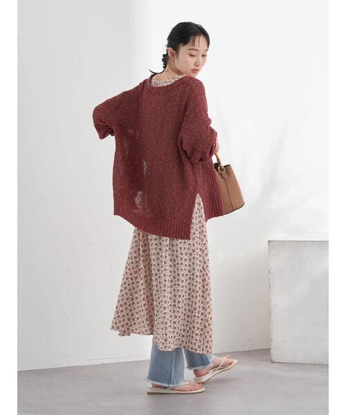 earth music&ecology（アースミュージックアンドエコロジー）の「フラワーVネックハオリワンピース（ワンピース・レディース・ブラック/レッド系その他5・FREE）」の12枚目の写真