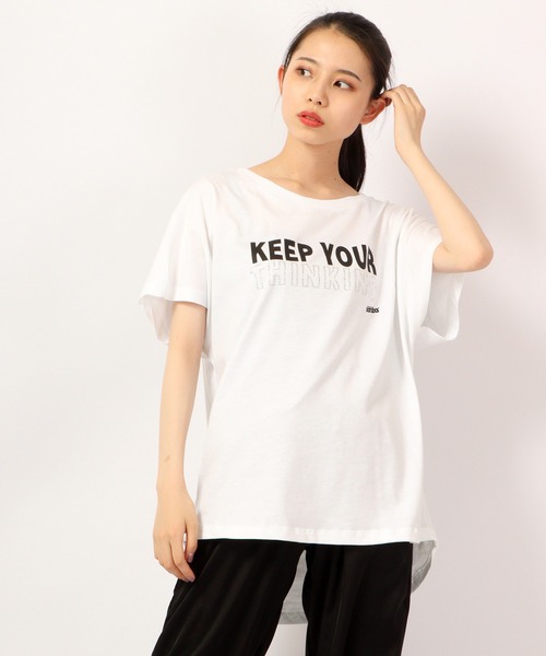DIMENSIONE danza(ディメンシオーネ ダンツァ)の「スタッズメッセージプリント Tシャツ(Tシャツ/カットソー・レディース・ブラック/ホワイト・MEDIUM/SMALL)」の2枚目の写真