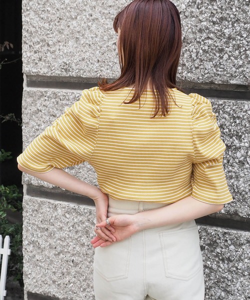 tiptop(ティップトップ)の「テレコボーダーパワショルプルオーバー(Tシャツ/カットソー・レディース・オフホワイト/レッド/イエロー・FREE)」の8枚目の写真