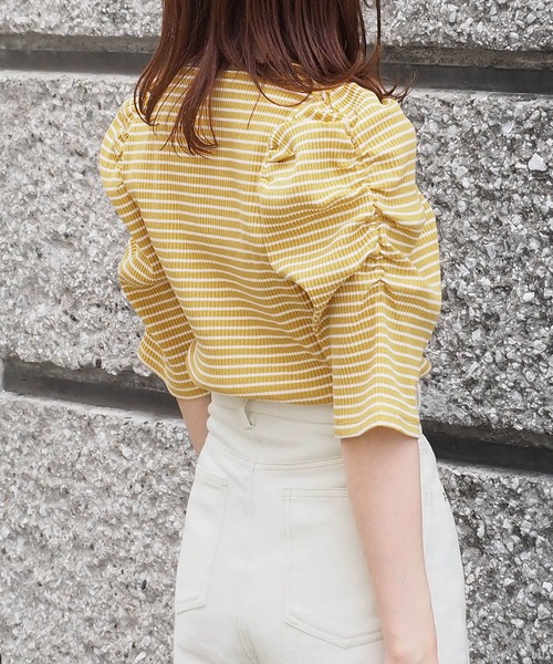 tiptop(ティップトップ)の「テレコボーダーパワショルプルオーバー(Tシャツ/カットソー・レディース・オフホワイト/レッド/イエロー・FREE)」の9枚目の写真