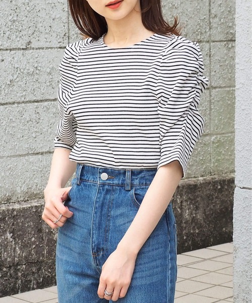 tiptop(ティップトップ)の「テレコボーダーパワショルプルオーバー(Tシャツ/カットソー・レディース・オフホワイト/レッド/イエロー・FREE)」の16枚目の写真