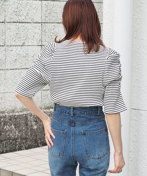 tiptop(ティップトップ)の「テレコボーダーパワショルプルオーバー(Tシャツ/カットソー・レディース・オフホワイト/レッド/イエロー・FREE)」の18枚目の写真