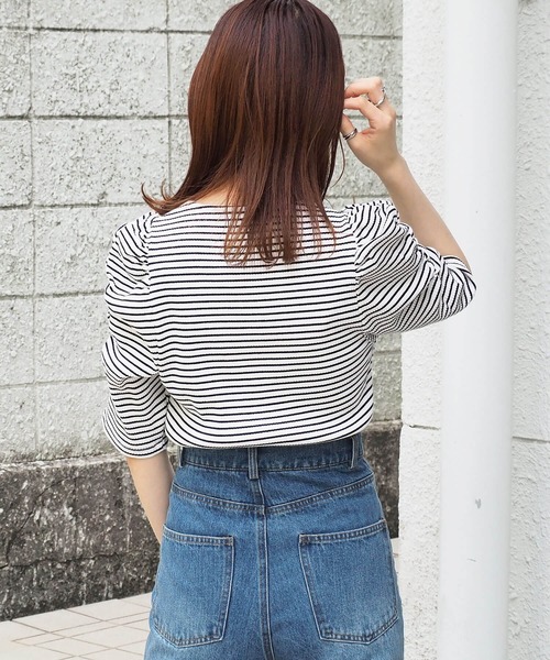 tiptop(ティップトップ)の「テレコボーダーパワショルプルオーバー(Tシャツ/カットソー・レディース・オフホワイト/レッド/イエロー・FREE)」の19枚目の写真