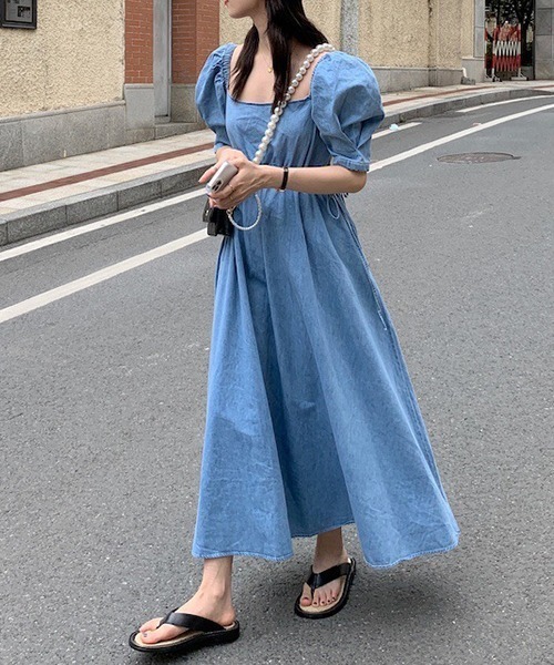 セール Yuga デニム パフスリーブ マキシ丈ワンピース ワンピース Dream Garden ドリームガーデン のファッション通販 Zozotown