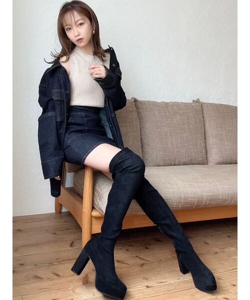 RESEXXY(リゼクシー)の「フロントポケットデニムスカート【セットアップ着用可能】(デニムスカート・レディース・インディゴブルー/パープル/ブラウン・FREE)」の8枚目の写真