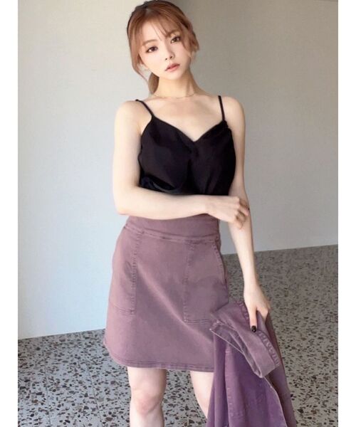 RESEXXY(リゼクシー)の「フロントポケットデニムスカート【セットアップ着用可能】(デニムスカート・レディース・インディゴブルー/パープル/ブラウン・FREE)」の6枚目の写真