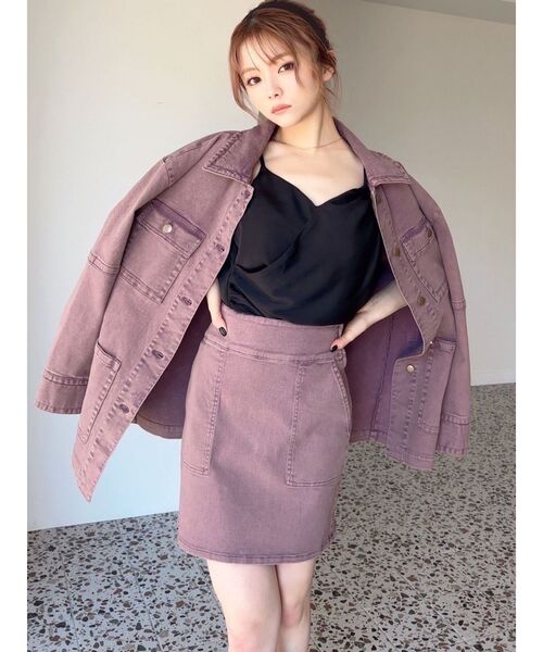 RESEXXY(リゼクシー)の「フロントポケットデニムスカート【セットアップ着用可能】(デニムスカート・レディース・インディゴブルー/パープル/ブラウン・FREE)」の5枚目の写真