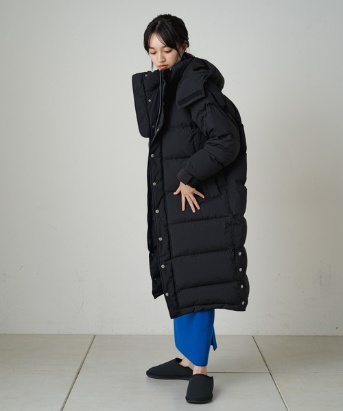 Omekashi(オメカシ)の「【earthy_】ロングハイブリットダウンコート(ダウンジャケット/コート・レディース・ブラック/オフホワイト/イエロー・S/M)」の4枚目の写真