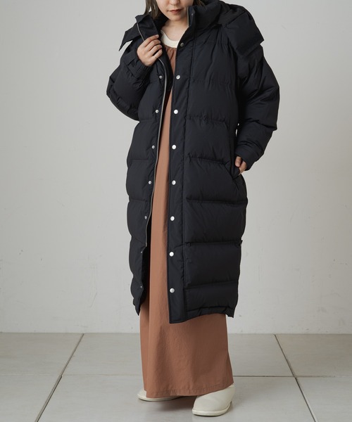 Omekashi(オメカシ)の「【earthy_】ロングハイブリットダウンコート(ダウンジャケット/コート・レディース・ブラック/オフホワイト/イエロー・S/M)」の9枚目の写真