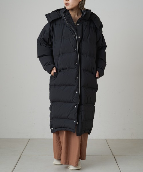 Omekashi(オメカシ)の「【earthy_】ロングハイブリットダウンコート(ダウンジャケット/コート・レディース・ブラック/オフホワイト/イエロー・S/M)」の10枚目の写真