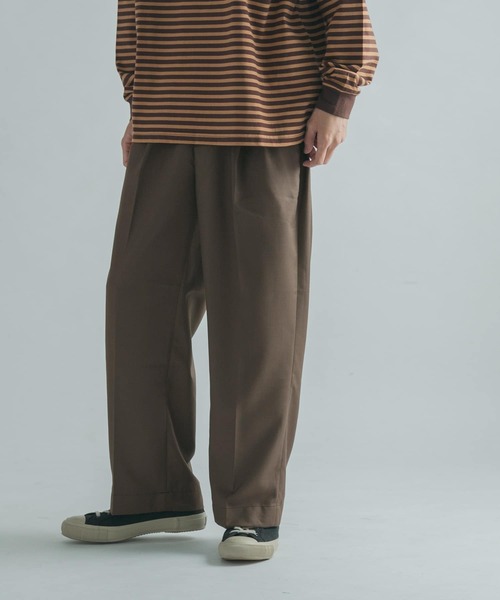 FORK&SPOON（フォークアンドスプーン）の「FORK&SPOON　2タックワイドストレートパンツ（その他パンツ・メンズ・ネイビー/ブラウン・4/5）」の10枚目の写真