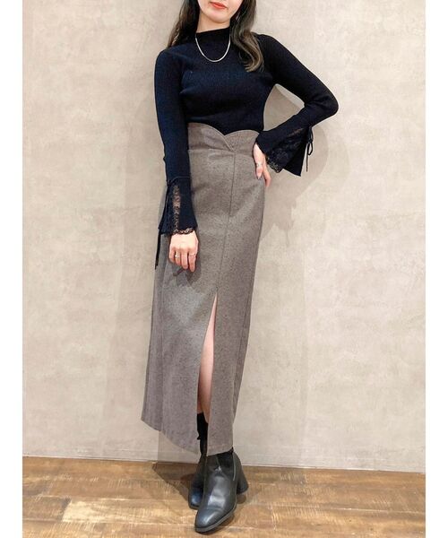 dazzlin(ダズリン)の「ヘムレースフレアニットトップス(ニット/セーター・レディース・ピンク/オフホワイト/ブラウン/ブラック・FREE)」の18枚目の写真