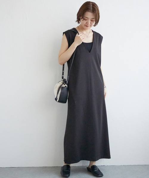 notch.（ノッチ）の「ポンチＶネックワンピース（ワンピース・レディース・ブラック/オフホワイト・TM/M）」の15枚目の写真