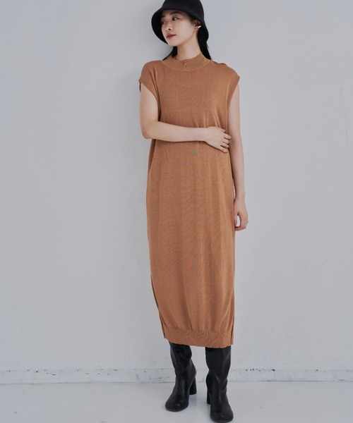 CLEARIMPRESSION （クリアインプレッション）の「【セットアップ対応】総針ニットワンピース（ワンピース・レディース・ブラック/キャメル・FREE）」の6枚目の写真
