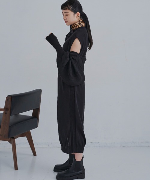 CLEARIMPRESSION （クリアインプレッション）の「【セットアップ対応】総針ニットワンピース（ワンピース・レディース・ブラック/キャメル・FREE）」の9枚目の写真