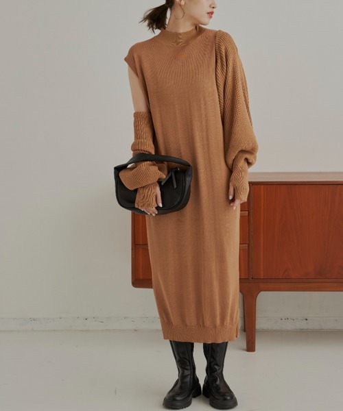 CLEARIMPRESSION （クリアインプレッション）の「【セットアップ対応】総針ニットワンピース（ワンピース・レディース・ブラック/キャメル・FREE）」の15枚目の写真