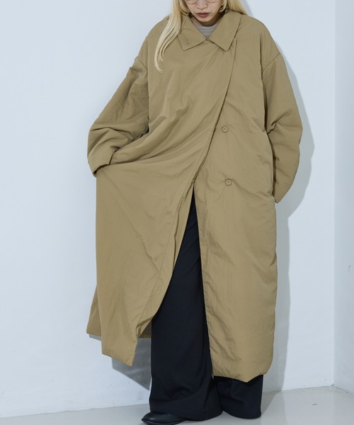 NOMINE（ノミネ）の「3WAYカラー中綿ロングコート（ダウンジャケット/コート・レディース・キャメル/グリーン/ブラック/ブラウン/アイボリー/ベージュ・フリー）」の10枚目の写真