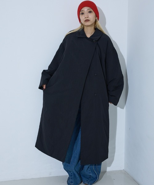 trois / 中綿ロングコート/ロングダウンジャケット/FREE/ナイロン/BLK/無地/T226-84062 セール】3WAYカラー中綿ロングコート（ダウンジャケット/コート