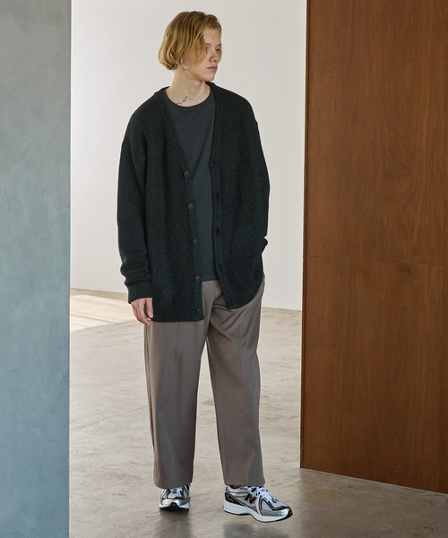 EMMA CLOTHES（エマクローズ）の「メランジウール混モヘアライク ロールアップ ルーズオーバーニットカーディガン  EMMA CLOTHES（カーディガン/ボレロ・メンズ・ブラック系/ブラウン系/ダークグリーン系・M/L）」の15枚目の写真
