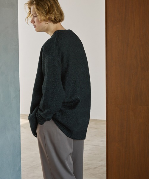 EMMA CLOTHES（エマクローズ）の「メランジウール混モヘアライク ロールアップ ルーズオーバーニットカーディガン  EMMA CLOTHES（カーディガン/ボレロ・メンズ・ブラック系/ブラウン系/ダークグリーン系・M/L）」の18枚目の写真