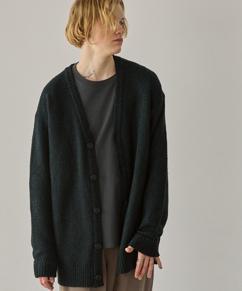 EMMA CLOTHES（エマクローズ）の「メランジウール混モヘアライク ロールアップ ルーズオーバーニットカーディガン  EMMA CLOTHES（カーディガン/ボレロ・メンズ・ブラック系/ブラウン系/ダークグリーン系・M/L）」の22枚目の写真