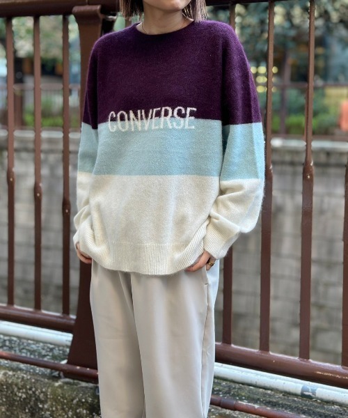 CONVERSE TOKYO(コンバーストウキョウ)の「アンゴラ混ボーダーニット(ニット/セーター・レディース・イエロー/グリーン/ボルドー/ライラック・FREE)」の4枚目の写真