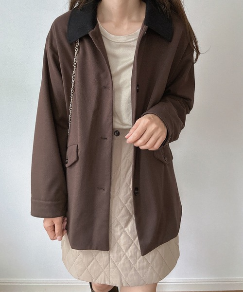 LAUIR（ラウアー）の「異素材カラージャケット（その他アウター・レディース・ブラック/ダークブラウン/ダークベージュ・MEDIUM/LARGE）」の4枚目の写真