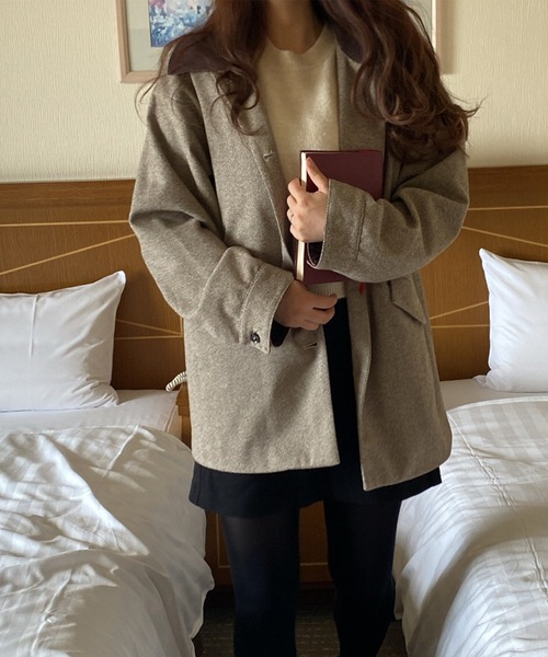 LAUIR（ラウアー）の「異素材カラージャケット（その他アウター・レディース・ブラック/ダークブラウン/ダークベージュ・MEDIUM/LARGE）」の10枚目の写真