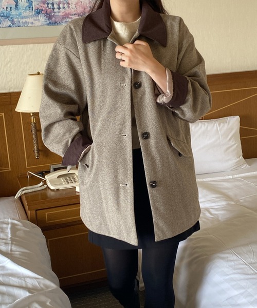 LAUIR（ラウアー）の「異素材カラージャケット（その他アウター・レディース・ブラック/ダークブラウン/ダークベージュ・MEDIUM/LARGE）」の11枚目の写真