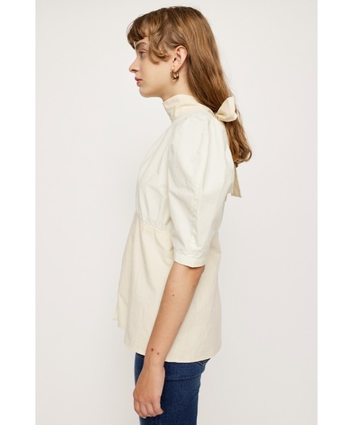 SLY(スライ)の「ASYMMETRY GATHER TIE TOPS アシンメトリー ギャザータイ トップス(シャツ/ブラウス・レディース・ホワイト/ダークグリーン・FREE)」の6枚目の写真