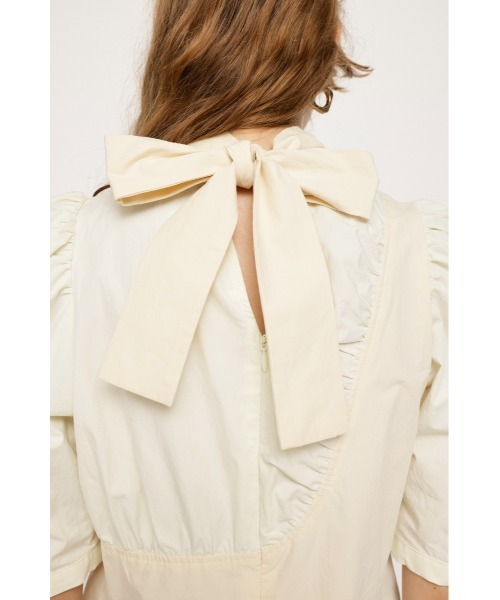 SLY(スライ)の「ASYMMETRY GATHER TIE TOPS アシンメトリー ギャザータイ トップス(シャツ/ブラウス・レディース・ホワイト/ダークグリーン・FREE)」の9枚目の写真
