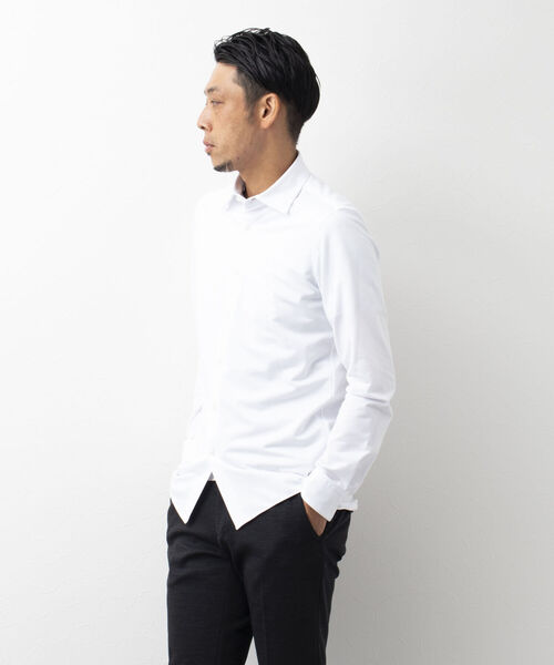 Stutostein Nolley's(シュテットシュタインノーリーズ)の「セミワイドニットストレッチシャツ(シャツ/ブラウス・メンズ・ホワイト/ブルー/ライトブルー・L/XL/S/M)」の5枚目の写真