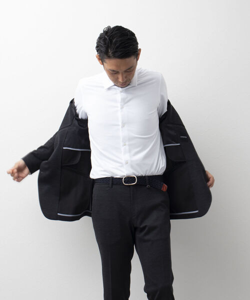 Stutostein Nolley's(シュテットシュタインノーリーズ)の「セミワイドニットストレッチシャツ(シャツ/ブラウス・メンズ・ホワイト/ブルー/ライトブルー・L/XL/S/M)」の6枚目の写真