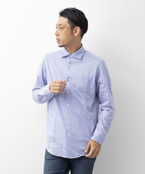 Stutostein Nolley's(シュテットシュタインノーリーズ)の「セミワイドニットストレッチシャツ(シャツ/ブラウス・メンズ・ホワイト/ブルー/ライトブルー・L/XL/S/M)」の12枚目の写真