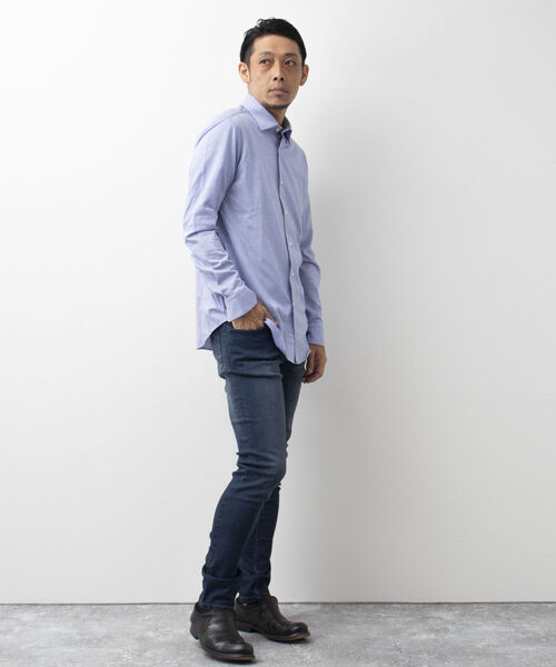 Stutostein Nolley's(シュテットシュタインノーリーズ)の「セミワイドニットストレッチシャツ(シャツ/ブラウス・メンズ・ホワイト/ブルー/ライトブルー・L/XL/S/M)」の14枚目の写真