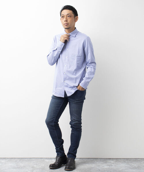 Stutostein Nolley's(シュテットシュタインノーリーズ)の「セミワイドニットストレッチシャツ(シャツ/ブラウス・メンズ・ホワイト/ブルー/ライトブルー・L/XL/S/M)」の15枚目の写真