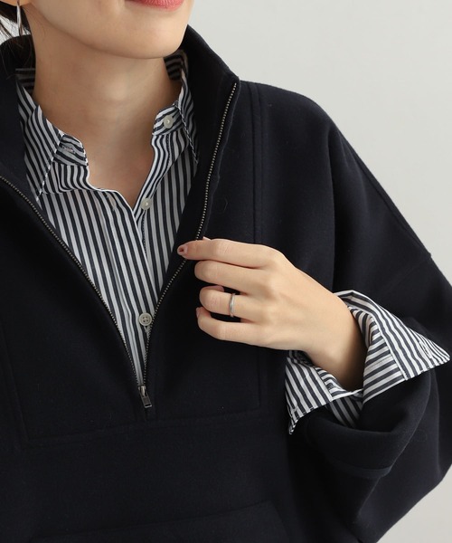 URBAN RESEARCH DOORS（アーバンリサーチドアーズ）の「コットンレギュラーカラーオーバーシャツ（シャツ/ブラウス・レディース・ブラウン/オフホワイト/ネイビー・MEDIUM）」の3枚目の写真