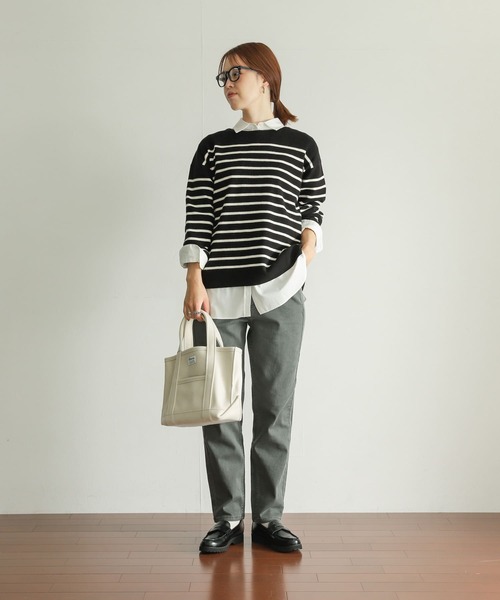 URBAN RESEARCH DOORS（アーバンリサーチドアーズ）の「コットンレギュラーカラーオーバーシャツ（シャツ/ブラウス・レディース・ブラウン/オフホワイト/ネイビー・MEDIUM）」の13枚目の写真