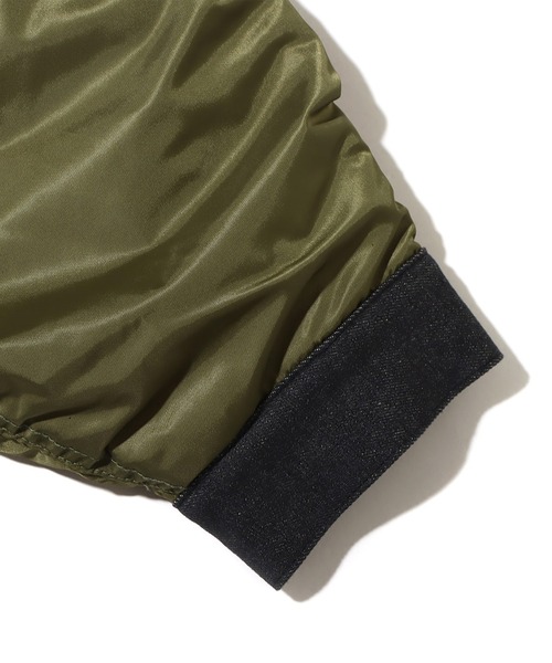 atmos pink(アトモスピンク)の「atmos pink MA-1 デニムジャケット / アトモスピンク エムエーワン デニムジャケット(MA-1・レディース・ブルー/ブラック・M/L)」の12枚目の写真