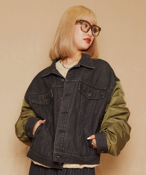 atmos pink(アトモスピンク)の「atmos pink MA-1 デニムジャケット / アトモスピンク エムエーワン デニムジャケット(MA-1・レディース・ブルー/ブラック・M/L)」の19枚目の写真