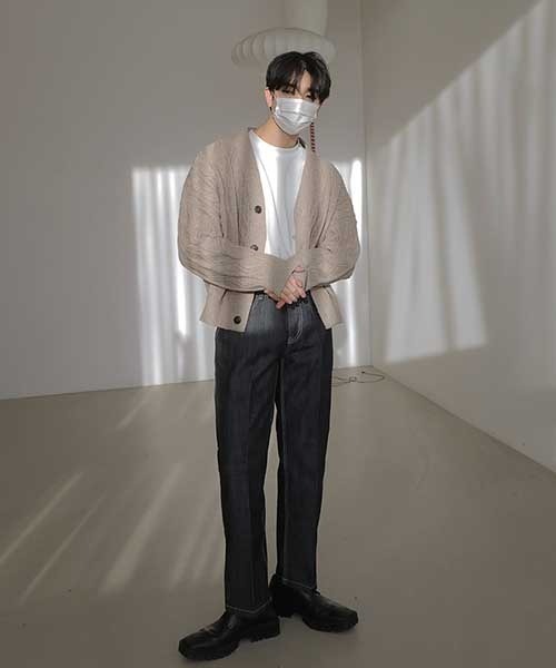ASCLO（エジュクロ）の「ASCLO [ASCLO MADE]Fisherman Air Wool Crop Cardigan（カーディガン/ボレロ・メンズ・ブラウン/ベージュ・FREE）」の19枚目の写真